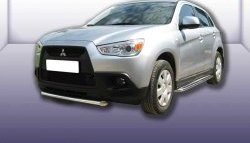 12 649 р. Защита переднего бампера из короткой трубы диаметром 57 мм Slitkoff Mitsubishi ASX дорестайлинг (2010-2012) (Нержавейка, Полированная)  с доставкой в г. Новочеркасск. Увеличить фотографию 1