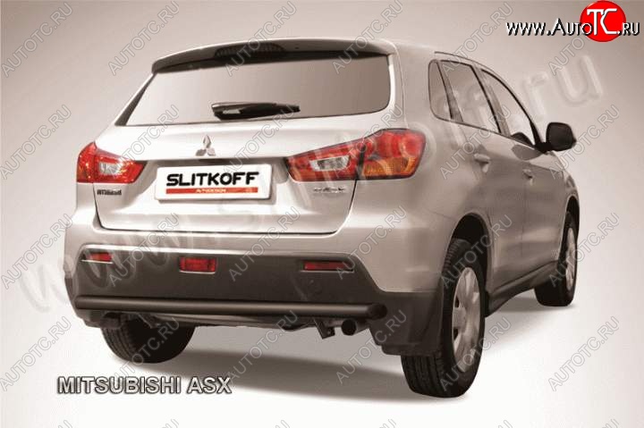 7 599 р. Защита заднего бампера из трубы d57 Slitkoff Mitsubishi ASX дорестайлинг (2010-2012) (Цвет: серебристый)  с доставкой в г. Новочеркасск