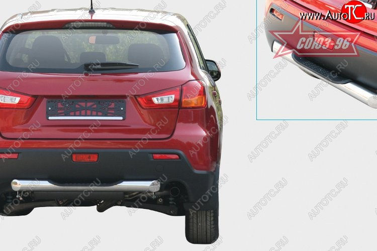 8 639 р. Защита заднего бампера с ступенью (d76) Souz-96 Mitsubishi ASX дорестайлинг (2010-2012)  с доставкой в г. Новочеркасск