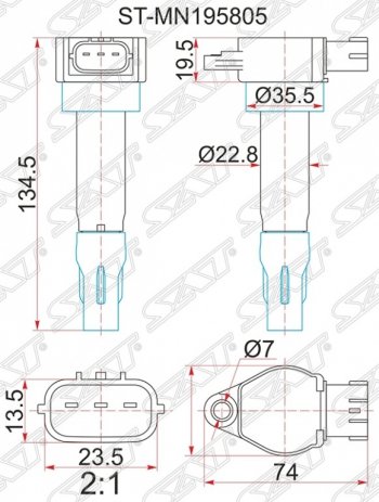 1 449 р. Катушка зажигания SAT  Mitsubishi ASX - Lancer  10  с доставкой в г. Новочеркасск. Увеличить фотографию 1