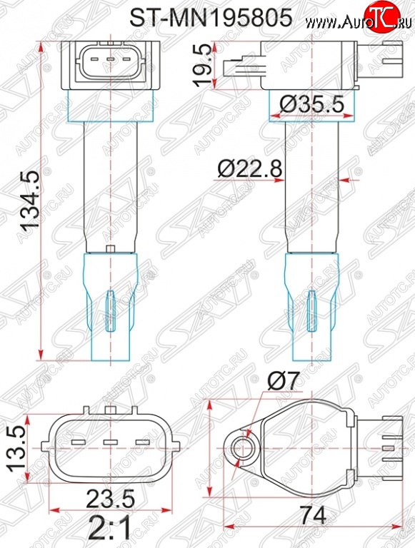 1 449 р. Катушка зажигания SAT  Mitsubishi ASX - Lancer  10  с доставкой в г. Новочеркасск