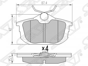 Колодки тормозные SAT (задние) Mitsubishi Lancer 9 2-ой рестайлинг седан (2005-2009)