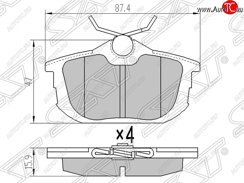 929 р. Колодки тормозные SAT (задние) Mitsubishi Lancer 9 2-ой рестайлинг седан (2005-2009)  с доставкой в г. Новочеркасск