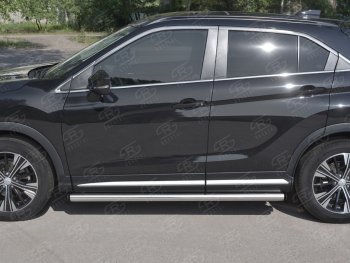 14 849 р. Пороги труба d63 Russtal Mitsubishi Eclipse Cross GK дорестайлинг (2017-2021) (Скошенные края)  с доставкой в г. Новочеркасск. Увеличить фотографию 2