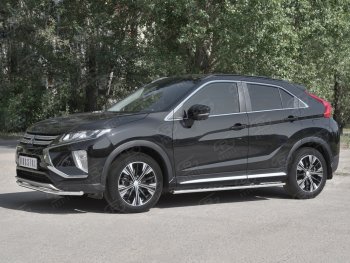 13 199 р. Защита переднего бампера (Ø42 мм, нержавейка) SLITKOFF  Mitsubishi Eclipse Cross  GK (2017-2021) дорестайлинг  с доставкой в г. Новочеркасск. Увеличить фотографию 2