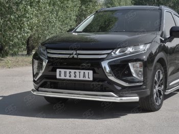 13 299 р. Защита переднего бампера (Ø63 мм, нержавейка) SLITKOFF Mitsubishi Eclipse Cross GK дорестайлинг (2017-2021)  с доставкой в г. Новочеркасск. Увеличить фотографию 4