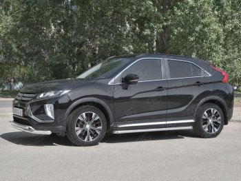 16 249 р. Защита переднего бампера (2 трубы Ø63 и 42 мм, нержавейка) SLITKOFF Mitsubishi Eclipse Cross GK дорестайлинг (2017-2021)  с доставкой в г. Новочеркасск. Увеличить фотографию 2