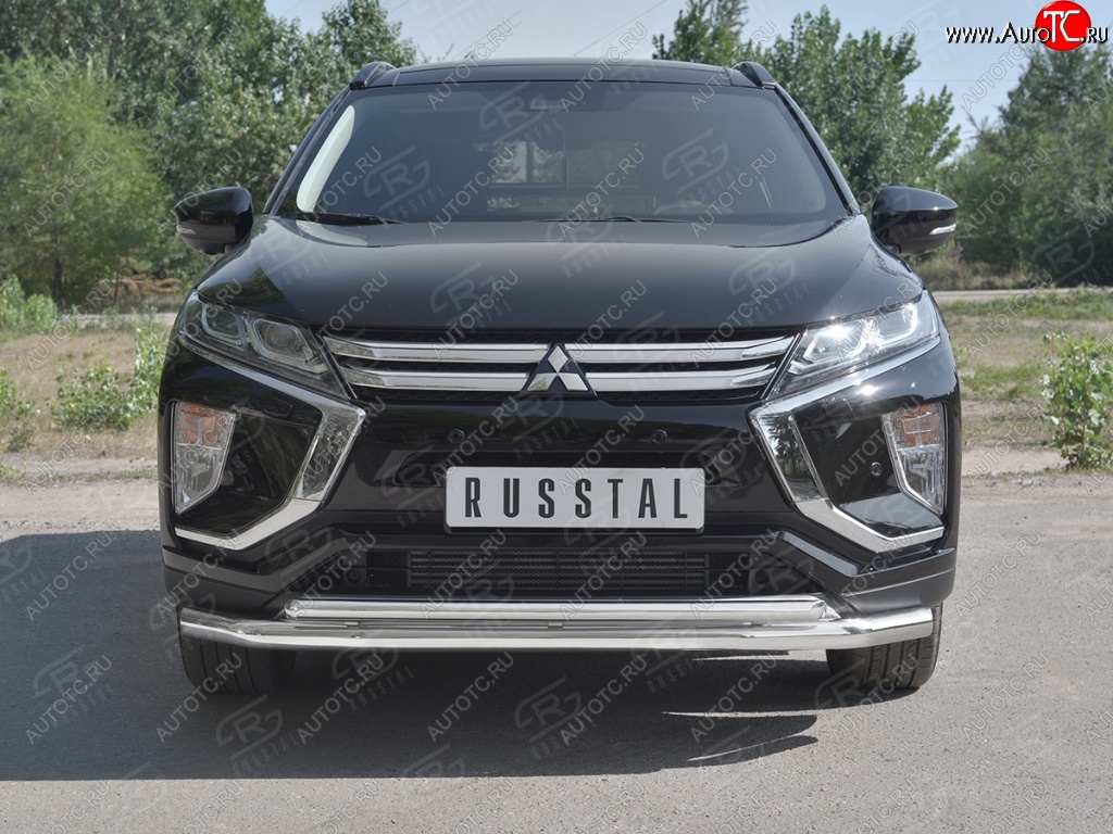 16 249 р. Защита переднего бампера (2 трубы Ø63 и 42 мм, нержавейка) SLITKOFF Mitsubishi Eclipse Cross GK дорестайлинг (2017-2021)  с доставкой в г. Новочеркасск