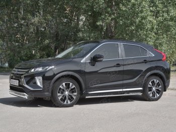 9 649 р. Защита переднего бампера (Ø75х42 мм, нержавейка) Russtal Mitsubishi Eclipse Cross GK дорестайлинг (2017-2021)  с доставкой в г. Новочеркасск. Увеличить фотографию 2