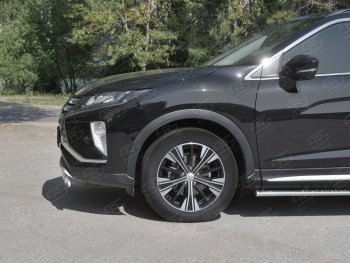 9 649 р. Защита переднего бампера (Ø75х42 мм, нержавейка) Russtal Mitsubishi Eclipse Cross GK дорестайлинг (2017-2021)  с доставкой в г. Новочеркасск. Увеличить фотографию 3