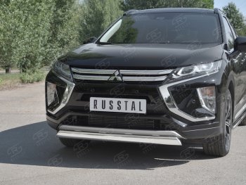 9 649 р. Защита переднего бампера (Ø75х42 мм, нержавейка) Russtal Mitsubishi Eclipse Cross GK дорестайлинг (2017-2021)  с доставкой в г. Новочеркасск. Увеличить фотографию 4