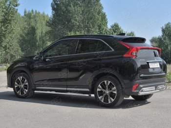 14 499 р. Защита заднего бампера (2 трубы Ø63 и 42 мм, нержавейка) SLITKOFF  Mitsubishi Eclipse Cross  GK (2017-2021) дорестайлинг  с доставкой в г. Новочеркасск. Увеличить фотографию 2