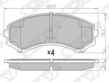1 369 р. Колодки тормозные SAT (передние)  Mitsubishi Pajero ( 3 V70,  3 V60) (1999-2006) дорестайлинг, дорестайлинг, рестайлинг, рестайлинг  с доставкой в г. Новочеркасск. Увеличить фотографию 1