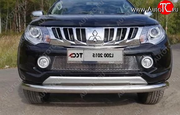 3 299 р. Защитная решётка в воздуховод бампера Russtal (нержавейка) Mitsubishi L200 5 KK,KL дорестайлинг (2015-2019)  с доставкой в г. Новочеркасск