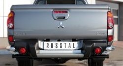 13 549 р. Защита заднего бампера (Ø63 мм уголки, нержавейка) Russtal Mitsubishi L200 5 KK,KL дорестайлинг (2015-2019)  с доставкой в г. Новочеркасск. Увеличить фотографию 2