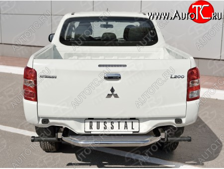 21 899 р. Защита заднего бампера (труба d63 с листом) SLITKOFF  Mitsubishi L200  5 KK,KL (2015-2019) дорестайлинг (Лист и профиль нержавейка)  с доставкой в г. Новочеркасск