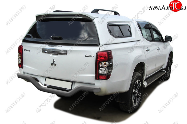 10 699 р. Защита заднего бампера Slitkoff (Ø 57 мм, без бампера)  Mitsubishi L200  5 KK,KL (2018-2022) рестайлинг (Сталь с полимерным покрытием. Цвет: серебристый)  с доставкой в г. Новочеркасск