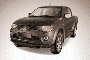 8 949 р. Защита переднего бампера d57+d57 двойная  Mitsubishi L200  4 (2006-2014)  дорестайлинг (Цвет: серебристый)  с доставкой в г. Новочеркасск. Увеличить фотографию 1