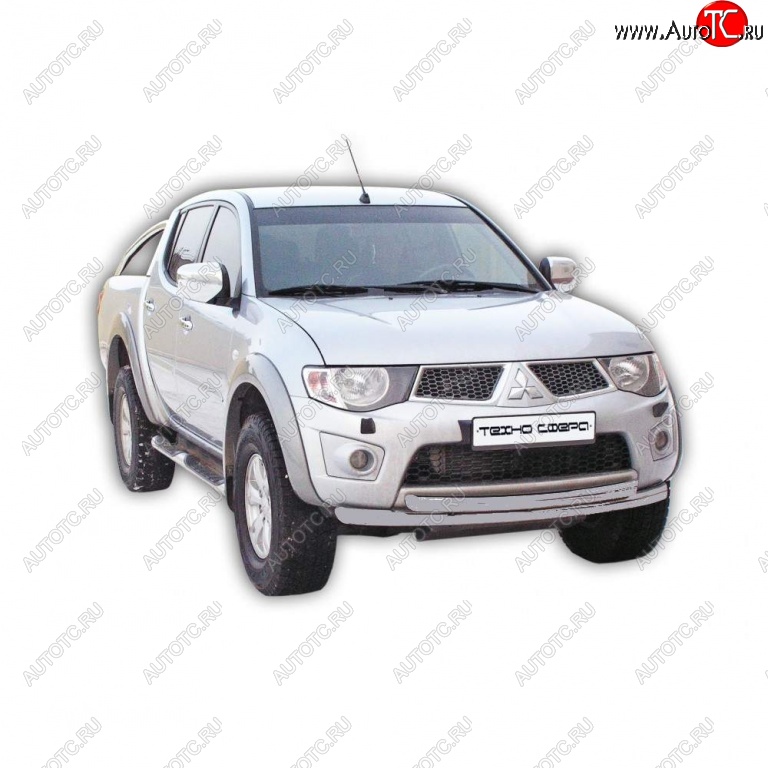 10 599 р. Защита переднего бампера ТехноСфера (Техно Сфера) Mitsubishi L200 4  дорестайлинг (2006-2014) (Серебристый)  с доставкой в г. Новочеркасск