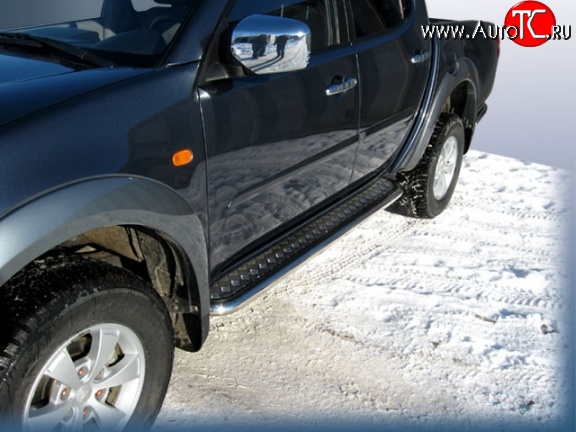 15 349 р. Широкая защита порогов с трубой диаметром 57 мм Slitkoff Mitsubishi L200 4  дорестайлинг (2006-2014)  с доставкой в г. Новочеркасск