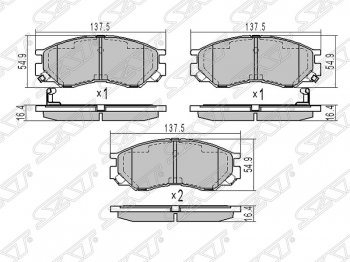 1 239 р. Колодки тормозные SAT (передние)  Mitsubishi L200 ( 4,  5 KK,KL) (2006-2022)  дорестайлинг, рестайлинг  с доставкой в г. Новочеркасск. Увеличить фотографию 1