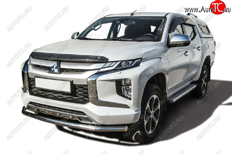 14 849 р. Защита переднего бампера Slitkoff (Ø 57 мм).  Mitsubishi L200  5 KK,KL (2018-2022) рестайлинг (Нержавеющая сталь)  с доставкой в г. Новочеркасск