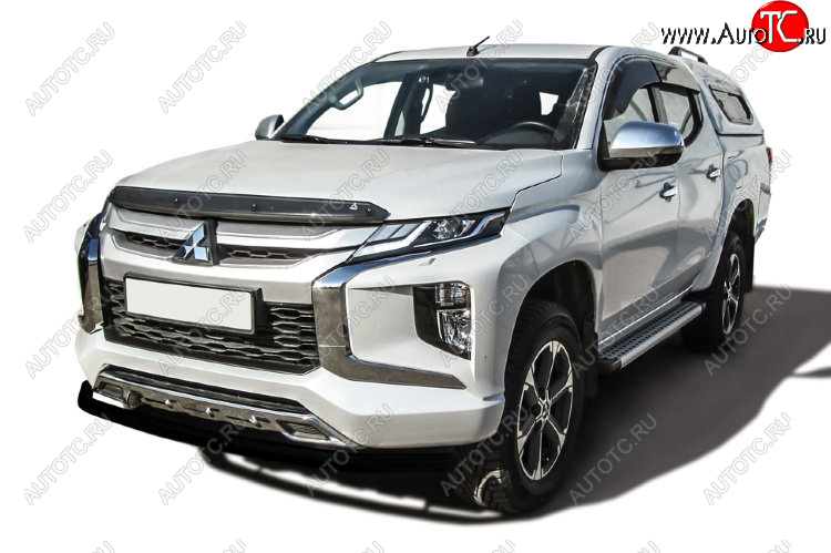 8 999 р. Защита переднего бампера Slitkoff (Ø 57 мм).  Mitsubishi L200  5 KK,KL (2018-2022) рестайлинг (Сталь с полимерным покрытием. Цвет: черный)  с доставкой в г. Новочеркасск