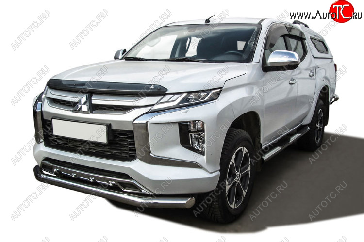 17 399 р. Защита переднего бампера Slitkoff (Ø 76 мм)  Mitsubishi L200  5 KK,KL (2018-2022) рестайлинг (Нержавеющая сталь)  с доставкой в г. Новочеркасск