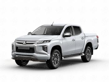 Защита переднего бампера Russtal (Ø63 мм с клыками, окрашенная) Mitsubishi L200 5 KK,KL рестайлинг (2018-2022)  (черный)