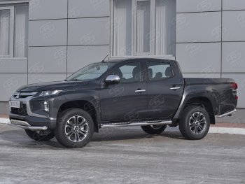 16 399 р. Защита переднего бампера (Ø 63 мм, нержавейка) SLITKOFF Mitsubishi L200 5 KK,KL рестайлинг (2018-2022)  с доставкой в г. Новочеркасск. Увеличить фотографию 3