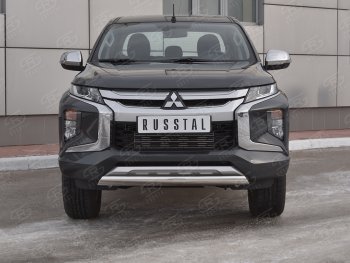 Защита переднего бампера (Ø75x42 мм, нержавейка) Russtal Mitsubishi L200 5 KK,KL рестайлинг (2018-2022)