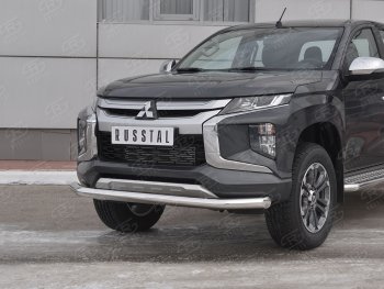 17 699 р. Защита переднего бампера (Ø 76 мм, нержавейка) SLITKOFF Mitsubishi L200 5 KK,KL рестайлинг (2018-2022)  с доставкой в г. Новочеркасск. Увеличить фотографию 2