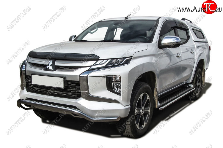 20 349 р. Защита переднего бампера Slitkoff (Ø 57 мм, волна)  Mitsubishi L200  5 KK,KL (2018-2022) рестайлинг (Нержавеющая сталь)  с доставкой в г. Новочеркасск