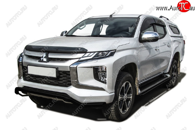 9 499 р. Защита переднего бампера Slitkoff (Ø 57 мм, волна).  Mitsubishi L200  5 KK,KL (2018-2022) рестайлинг (Сталь с полимерным покрытием. Цвет: черный)  с доставкой в г. Новочеркасск