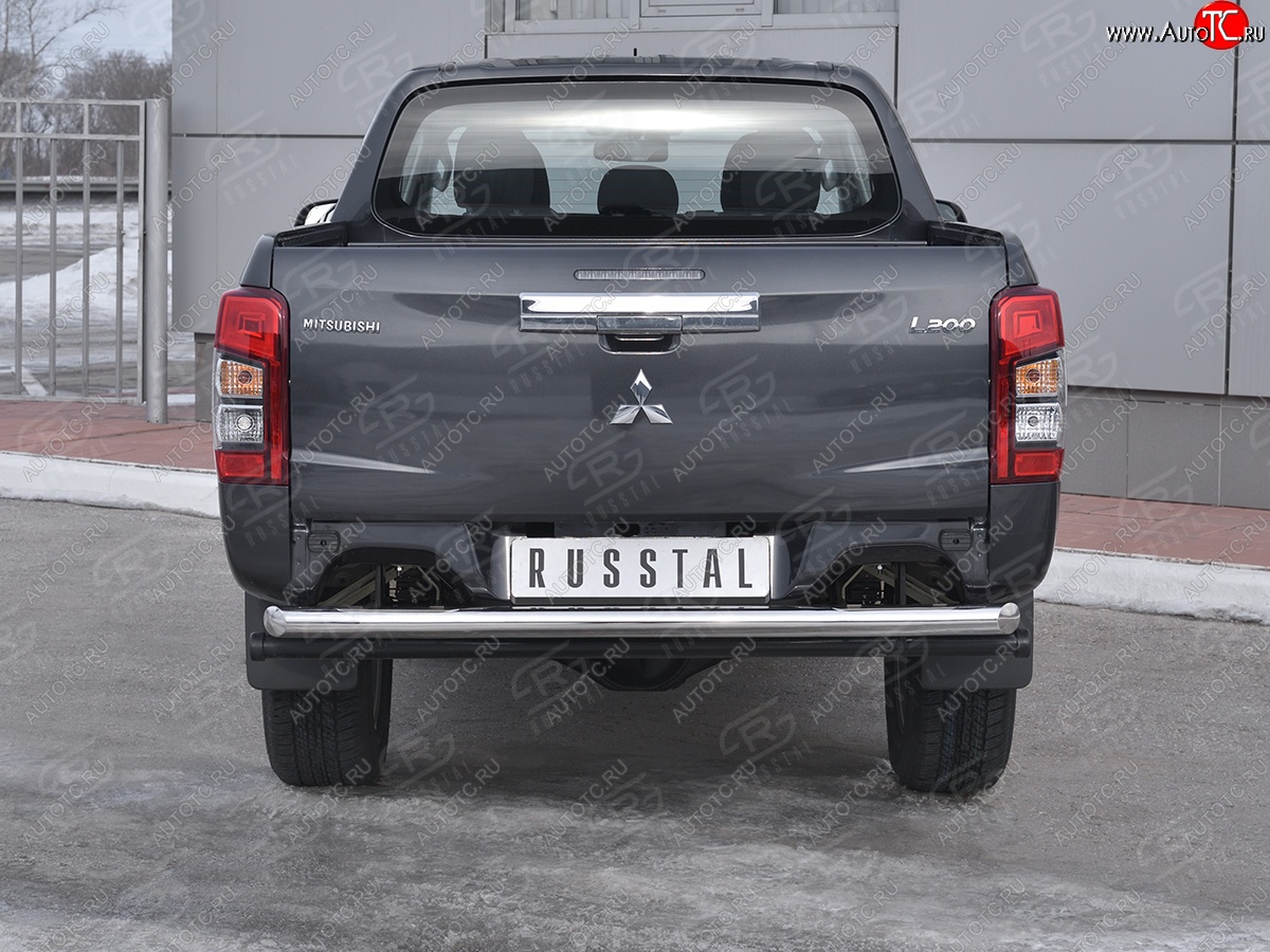 17 649 р. Защита заднего бампера (Ø63 мм, нержавейка) RUSSTAL Mitsubishi L200 5 KK,KL рестайлинг (2018-2022)  с доставкой в г. Новочеркасск