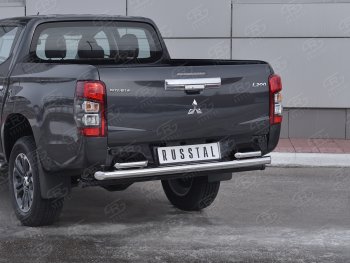 21 599 р. Защита заднего бампера (2 трубы Ø63 и 42 мм , нержавейка) RUSSTAL  Mitsubishi L200  5 KK,KL (2018-2022) рестайлинг  с доставкой в г. Новочеркасск. Увеличить фотографию 2