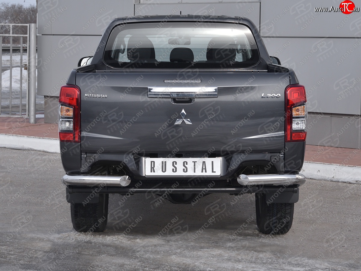 13 199 р. Защита заднего бампера (Ø76 мм уголки, нержавейка) SLITKOFF  Mitsubishi L200  5 KK,KL (2018-2022) рестайлинг  с доставкой в г. Новочеркасск