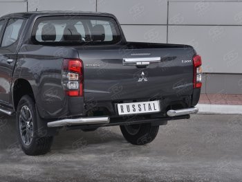 13 199 р. Защита заднего бампера (Ø76 мм уголки, нержавейка) SLITKOFF  Mitsubishi L200  5 KK,KL (2018-2022) рестайлинг  с доставкой в г. Новочеркасск. Увеличить фотографию 3