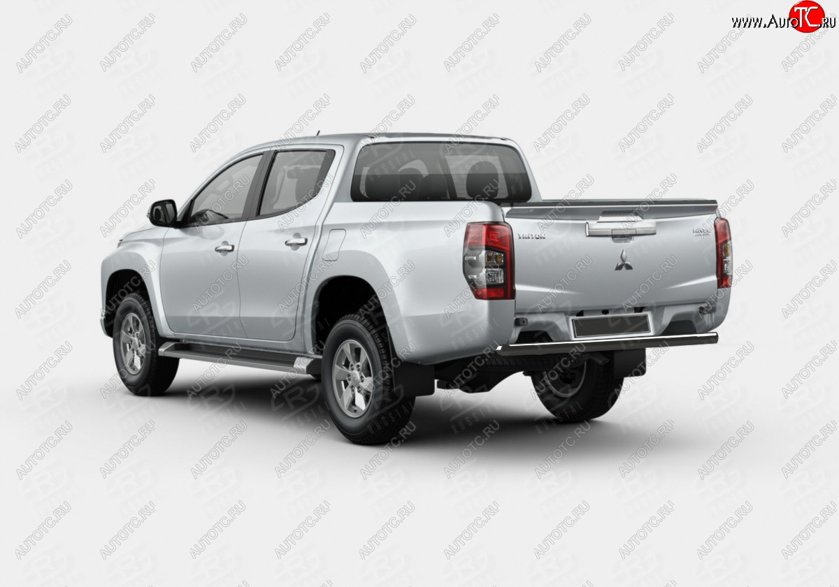 11 399 р. Защита заднего бампера (Ø63 мм, окрашенная) SLITKOFF Mitsubishi L200 5 KK,KL рестайлинг (2018-2022) (цвет черный муар)  с доставкой в г. Новочеркасск