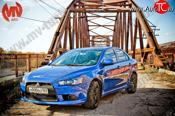 6 599 р. Накладки порогов EVO  Mitsubishi Lancer  10 (2007-2017) седан дорестайлинг, седан рестайлинг, хэтчбек 5 дв рестайлинг (Неокрашенные)  с доставкой в г. Новочеркасск