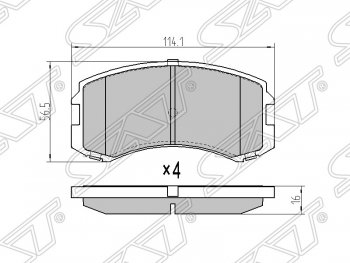 1 059 р. Колодки тормозные SAT (передние)  Mitsubishi Lancer Cedia  9 (2000-2003) CS универсал  с доставкой в г. Новочеркасск. Увеличить фотографию 1