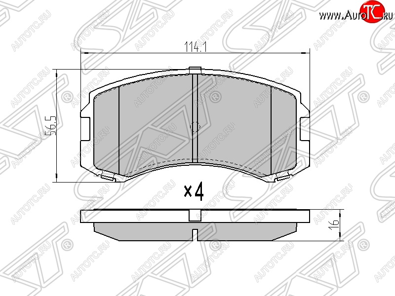 1 059 р. Колодки тормозные SAT (передние) Mitsubishi Lancer Cedia 9 CS универсал (2000-2003)  с доставкой в г. Новочеркасск