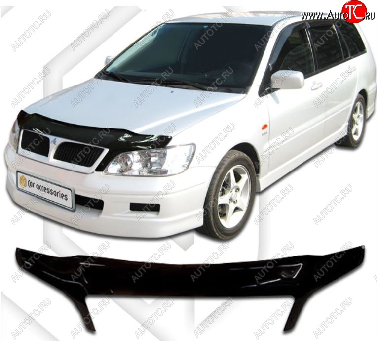 2 299 р. Дефлектор капота CA-Plastiс exclusive Mitsubishi Lancer 9 1-ый рестайлинг универсал (2003-2005) (Classic черный, Без надписи)  с доставкой в г. Новочеркасск