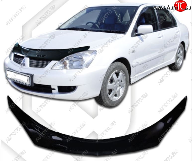 2 299 р. Дефлектор капота CA-Plastiс exclusive  Mitsubishi Lancer  9 (2005-2009) 2-ой рестайлинг седан, 2-ой рестайлинг универсал (Classic черный, Без надписи)  с доставкой в г. Новочеркасск