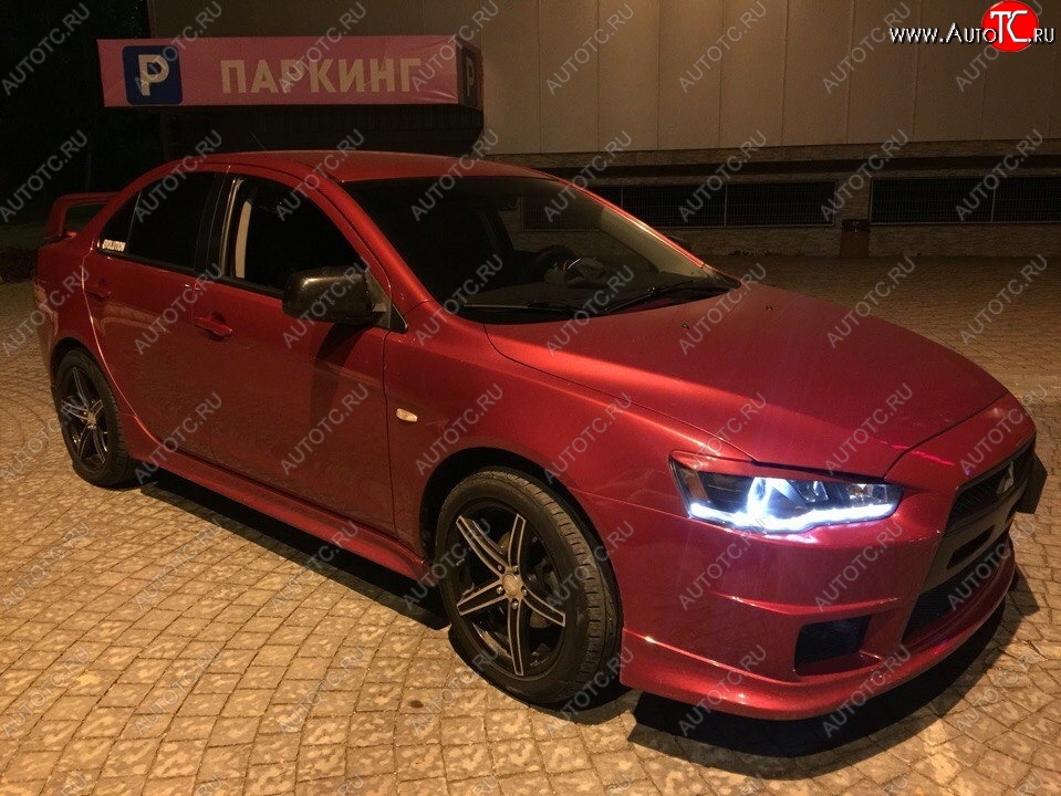 579 р. Реснички на фары Style Mitsubishi Lancer 10 седан дорестайлинг (2007-2010) (Неокрашенные)  с доставкой в г. Новочеркасск