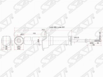 2 399 р. Амортизатор задний SAT (установка на левую или правую сторону) Mitsubishi Lancer 10 седан дорестайлинг (2007-2010)  с доставкой в г. Новочеркасск. Увеличить фотографию 2