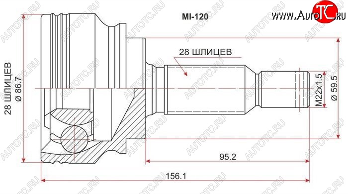 1 889 р. ШРУС SAT (наружный) Mitsubishi Lancer 10 седан рестайлинг (2011-2017)  с доставкой в г. Новочеркасск