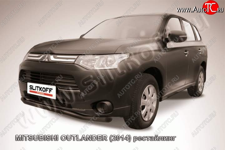 9 199 р. защита переднего бампера Slitkoff (57 мм)  Mitsubishi Outlander  GF (2014-2016) 1-ый рестайлинг (Цвет: серебристый)  с доставкой в г. Новочеркасск