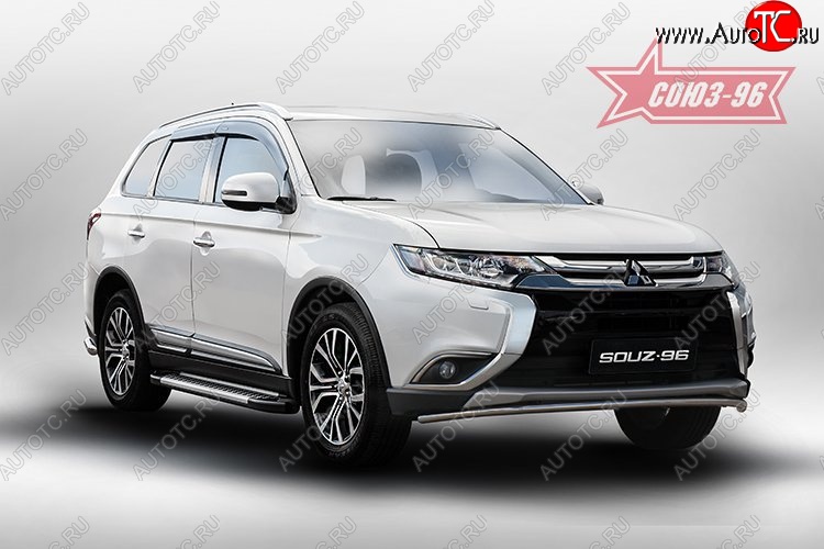 9 404 р. Защита переднего бампера Souz-96 (d42) Mitsubishi Outlander GF 2-ой рестайлинг (2015-2018)  с доставкой в г. Новочеркасск