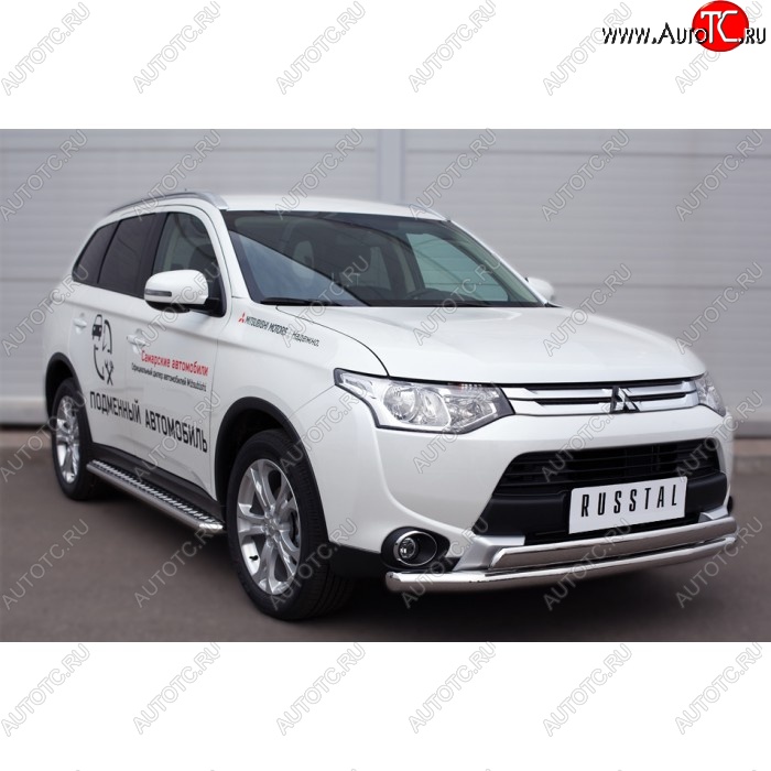 30 999 р. Широкая защита порогов с трубой диаметром 42 мм SLITKOFF v3  Mitsubishi Outlander  GF (2015-2018) 2-ой рестайлинг  с доставкой в г. Новочеркасск